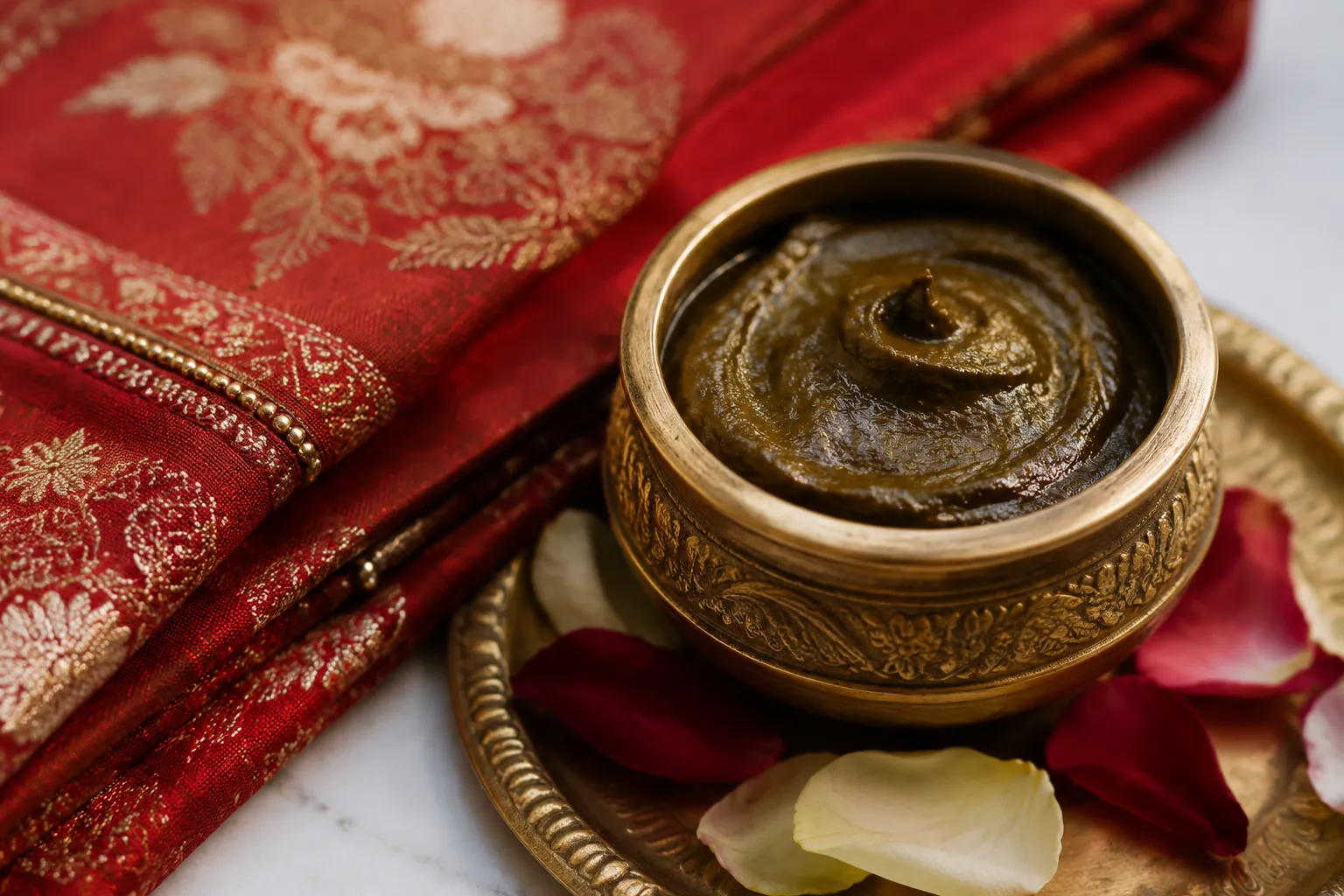 Traditional henna material prepared for a bride's ceremony