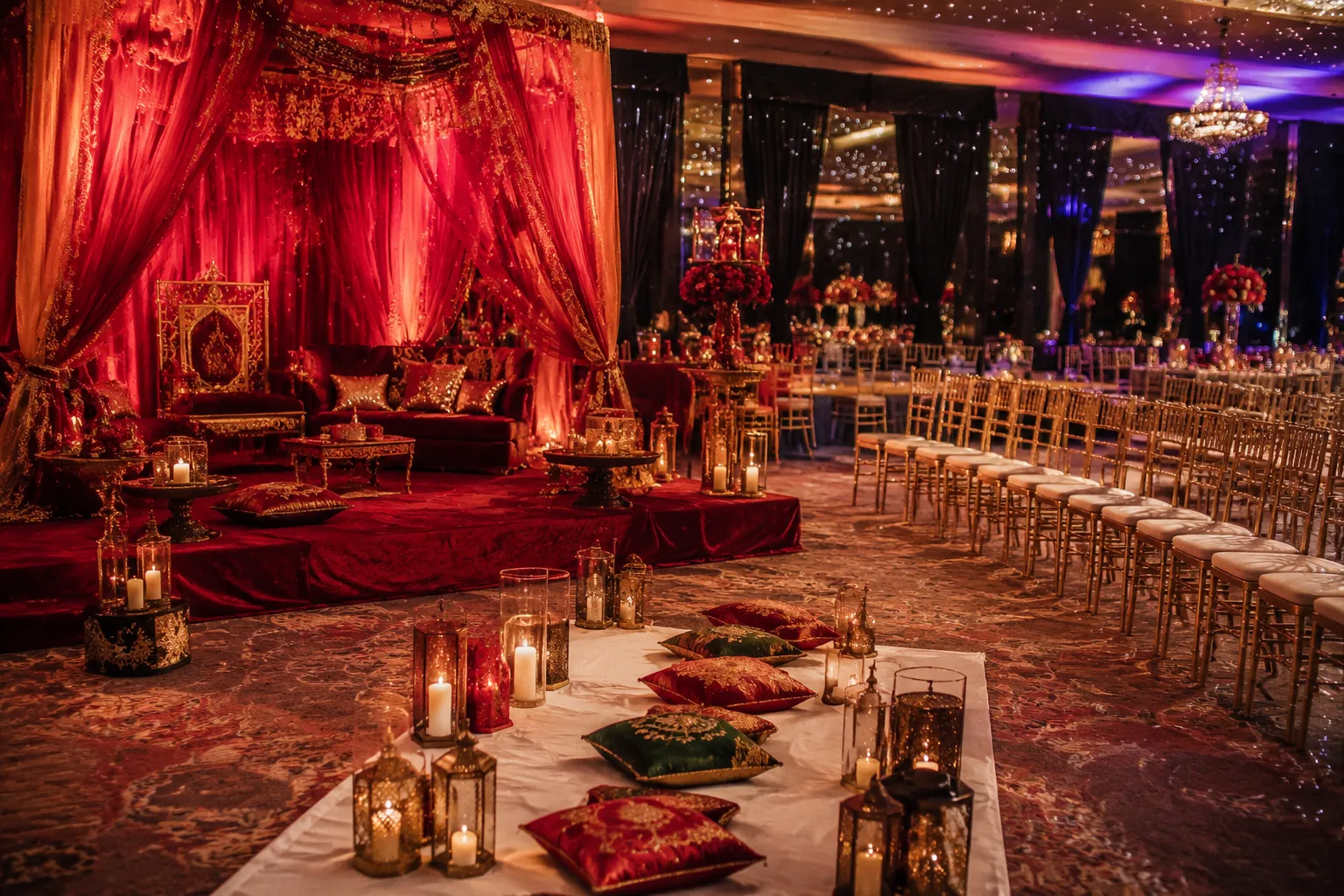 Kina gecesi venue flow showing a salon reception setup