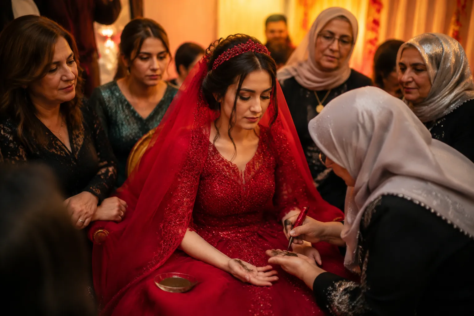 Bride during the emotional henna ritual at a Turkish henna night
