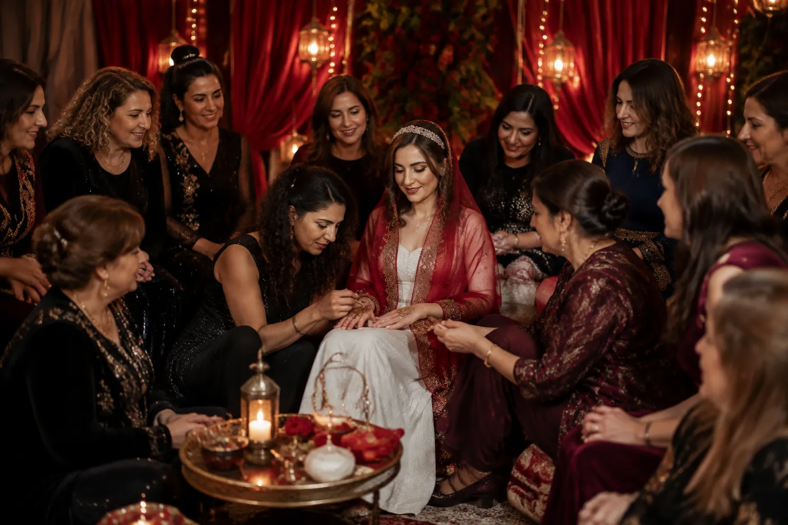 Blended kina gecesi ceremony combining family-led henna traditions with modern venue planning